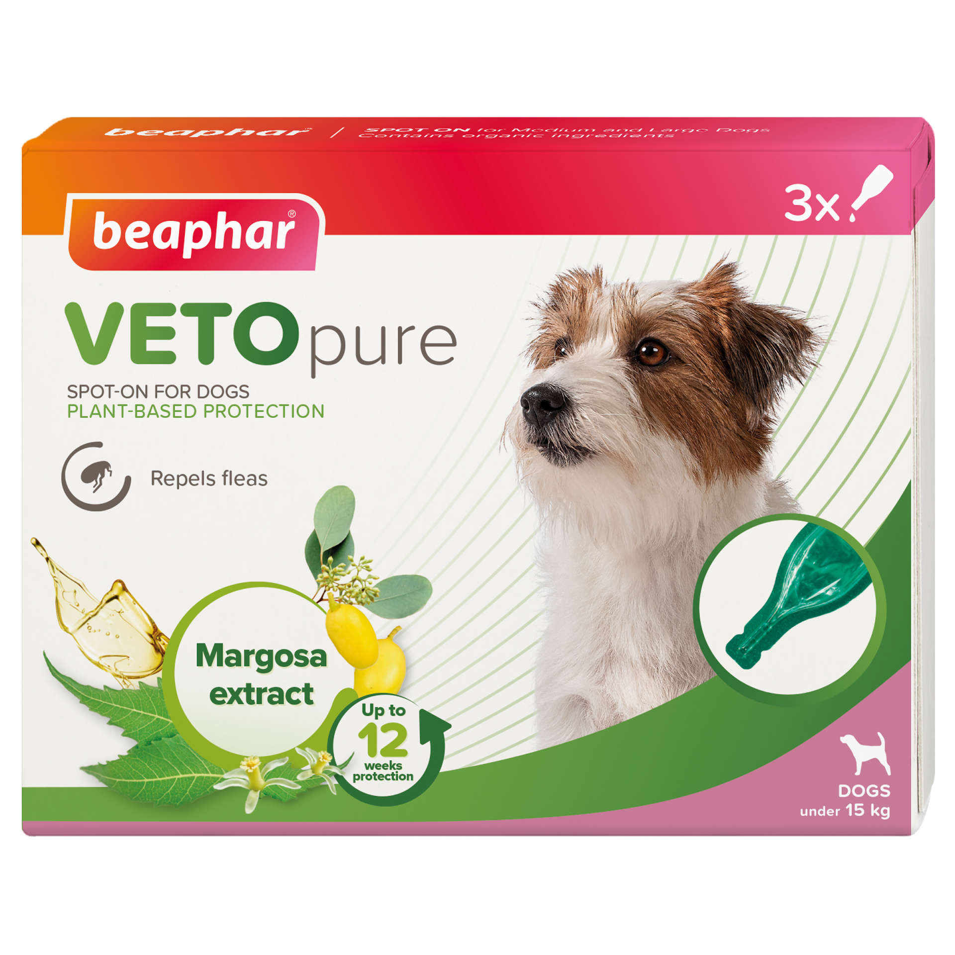 BEAPHAR VETOPURE Spot-On Dog (S) για σκύλους κάτω των 15 κιλών (3 αμπούλες του 1ml)